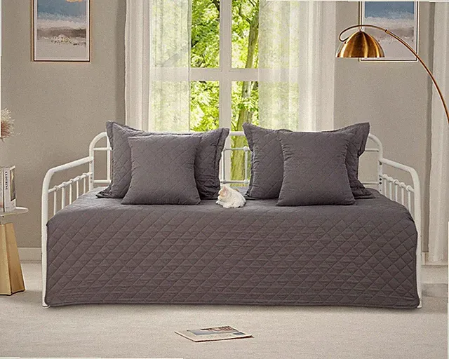 5-Piece Daybed Cover Set Gray,Twin Cozy Bedding Sets 39x75, Dark Gray