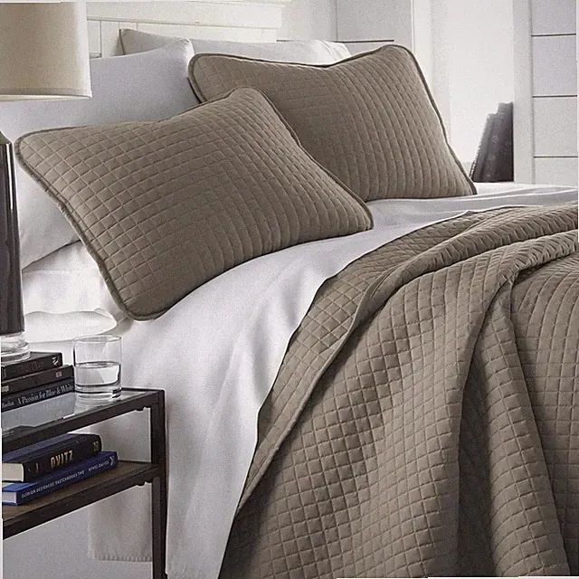 Dark Taupe Full/Queen Quilt Set, Stain & Pet Hair Resistant, 2 Pillow Shams