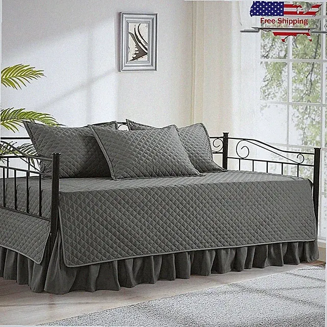 Elegant Daybed Bedding Set Soft Microfiber Cover Shams Bedskirt Cozy All Season