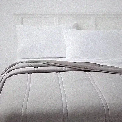 Full/Queen Lofty Microfiber Comforter Dark Gray Heather - Room Essentials