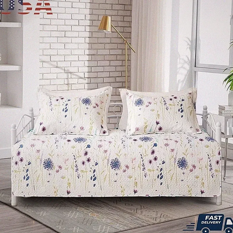 Microfiber Daybed Cover Set Floral Pattern Soft Durable Bedding New