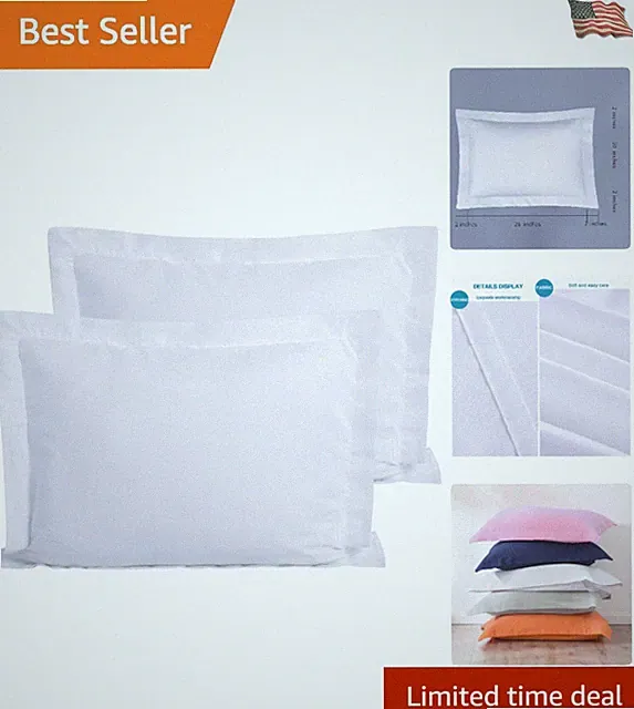 Microfiber Pillow Shams - Set of 2, 20 x 26, Wrinkle-Free White Covers