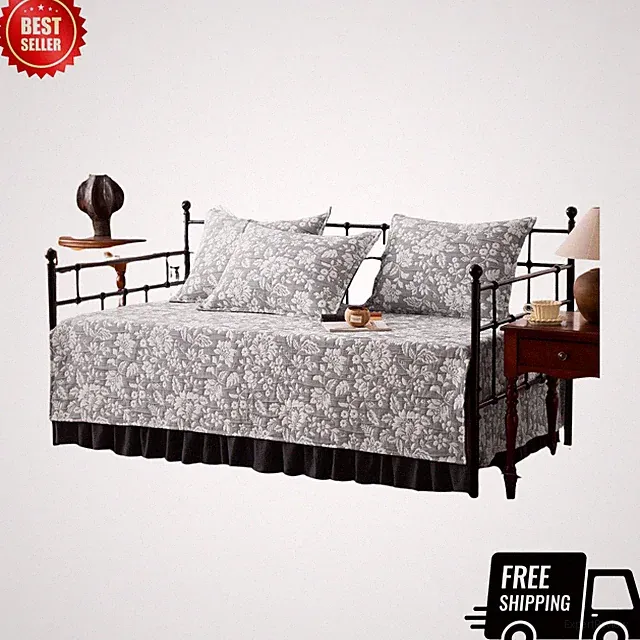 NEW 5 Pcs Daybed Cover Set Floral Quilting All Season Soft Bedding Set
