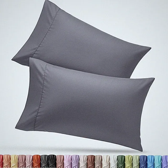 Queen Size 2-Pack – Soft Brushed Microfiber – 20x30 Inches (Grey)