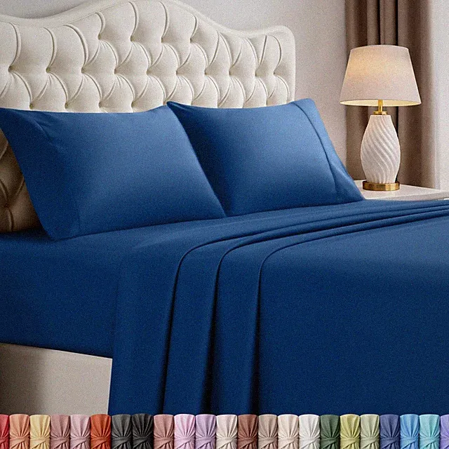 Queen Size Sheet Set 4 Piece Soft Breathable Microfiber Dusk Blue Utopia Bedding