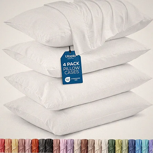 Standard Pillow Cases - Pack of 4 - Envelope Closure - Soft Brushed Microfibe...