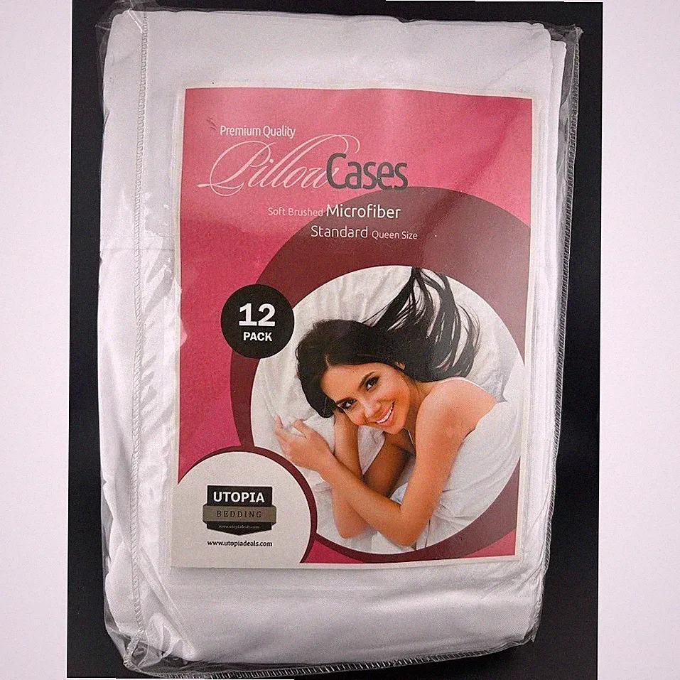 Utopia Bedding Pillow Cases Queen Size White Soft Brushed Microfiber 12 Pack