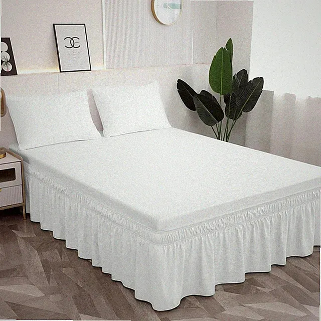 Wrap Around Bed Skirt Easy Install Elastic Dust Ruffle Microfiber Bedskirting